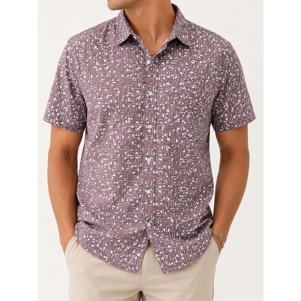 Katin Est. 1954‎ Men's L 100% Cotton Geometric Print Camp Button Up Shirt Surf